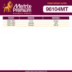 Metrix Premium 4 PC Tie Rod End and Stabilizer Bar Link  96104MT OEM fit