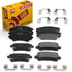Metrix Premium Chassis Parts - Front & Rear Semi-Metallic Disc Brake Pad Set Fits 2016 Buick LaCrosse, 2011 Saab 9-5, Made in Europe
