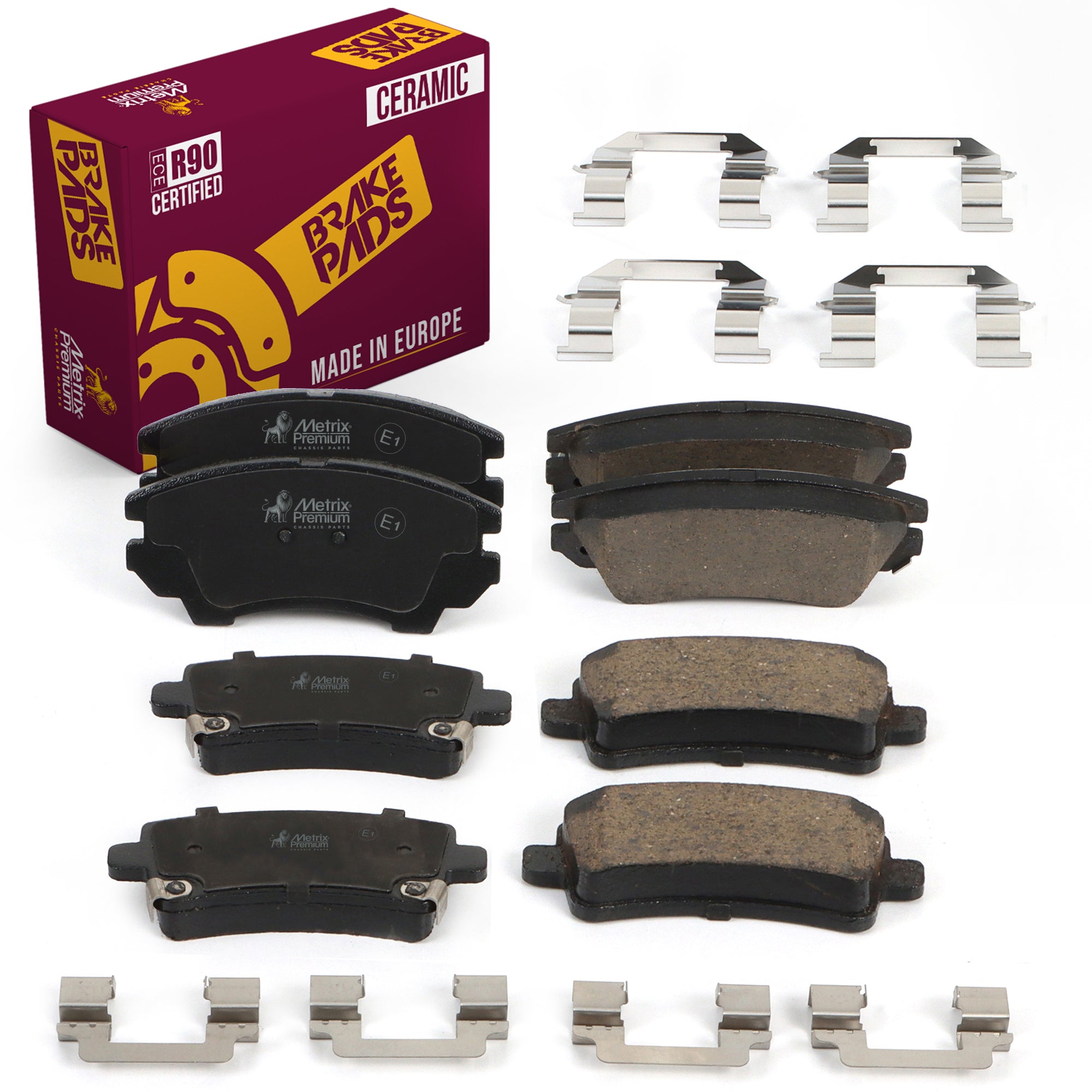 Metrix Premium Chassis Parts - Front & Rear Ceramic Disc Brake Pad Set Fits 2016 Buick LaCrosse, 2011 Saab 9-5, Made in Europe
