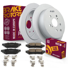 Metrix Premium Chassis Parts - Rear Ceramic Disc Brake Pad Set & Solid Brake Rotor Kit Fits 2010-2015 Lexus RX350, 2010-2015 Lexus RX450h, 2014-2019 Toyota Highlander, 2011-2020 Sienna, Made in Europe