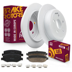 Metrix Premium Chassis Parts - Rear Ceramic Disc Brake Pad Set & Solid Brake Rotor Kit Fits 2007-2017 Jeep Wrangler, 2018 Jeep Wrangler JK, Made in Europe
