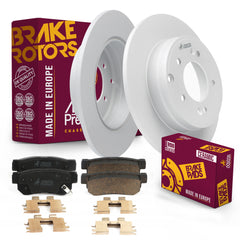 Metrix Premium Chassis Parts - Rear Ceramic Disc Brake Pad Set & Solid Brake Rotor Kit Fits 2006-2008 Hyundai Sonata, Made in Europe