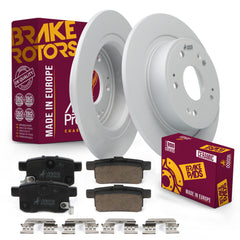 Metrix Premium 3 PC Rear Ceramic Disc Brake Pad Set & Solid Brake Rotor Kit 96287MT Low Dust