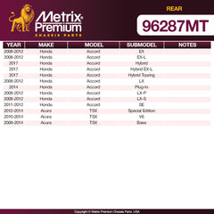 Metrix Premium 3 PC Rear Ceramic Disc Brake Pad Set & Solid Brake Rotor Kit 96287MT Fitment2