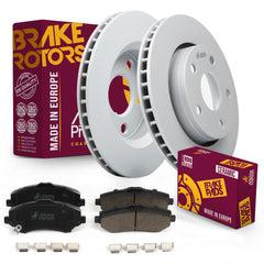 3 PC Front Ceramic Disc Brake Pad Set & Vented Brake Rotor Kit 96297MT