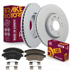Metrix Premium Chassis Parts - Front Ceramic Disc Brake Pad Set & Vented Brake Rotor Kit Fits 2011-2015 Hyundai Sonata, 2011-2016 Kia Optima, Made in Europe