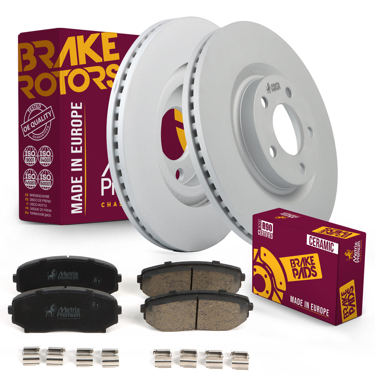 Metrix Premium Chassis Parts - Front Ceramic Disc Brake Pad Set & Vented Brake Rotor (12.60 inch) Kit Fits 2010-2011 Ford Edge, 2010 Lincoln MKX, Made in Europe