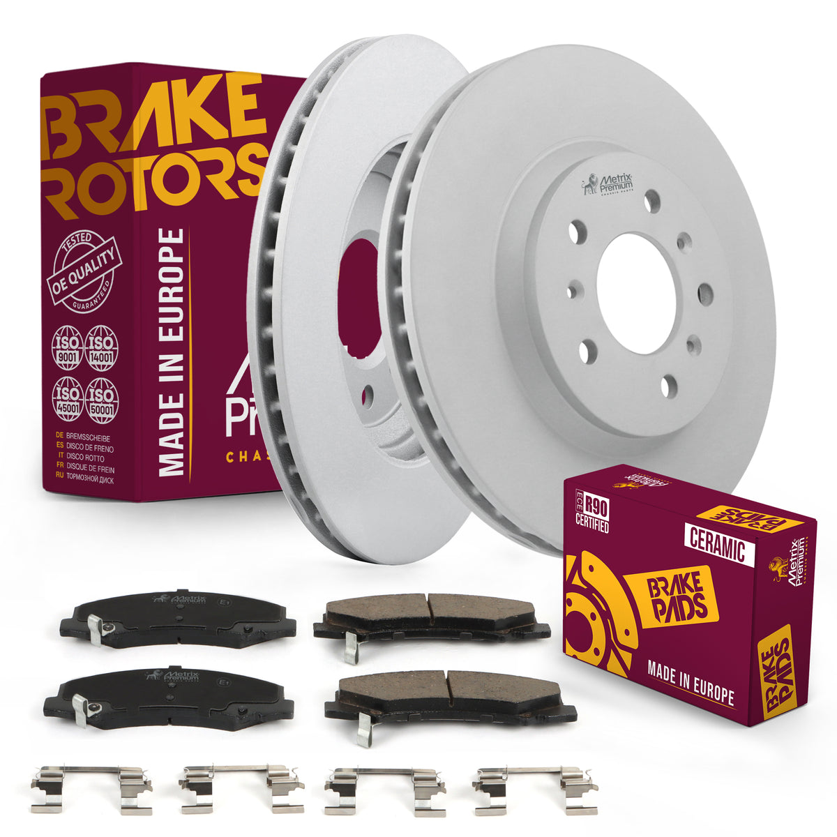 3 PC Front Ceramic Disc Brake Pad Set & Vented Brake Rotor Kit 96307MT