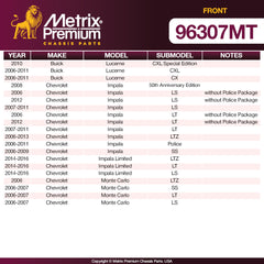 Metrix Premium 3 PC Front Ceramic Disc Brake Pad Set & Vented Brake Rotor Kit 96307MT Fitment2