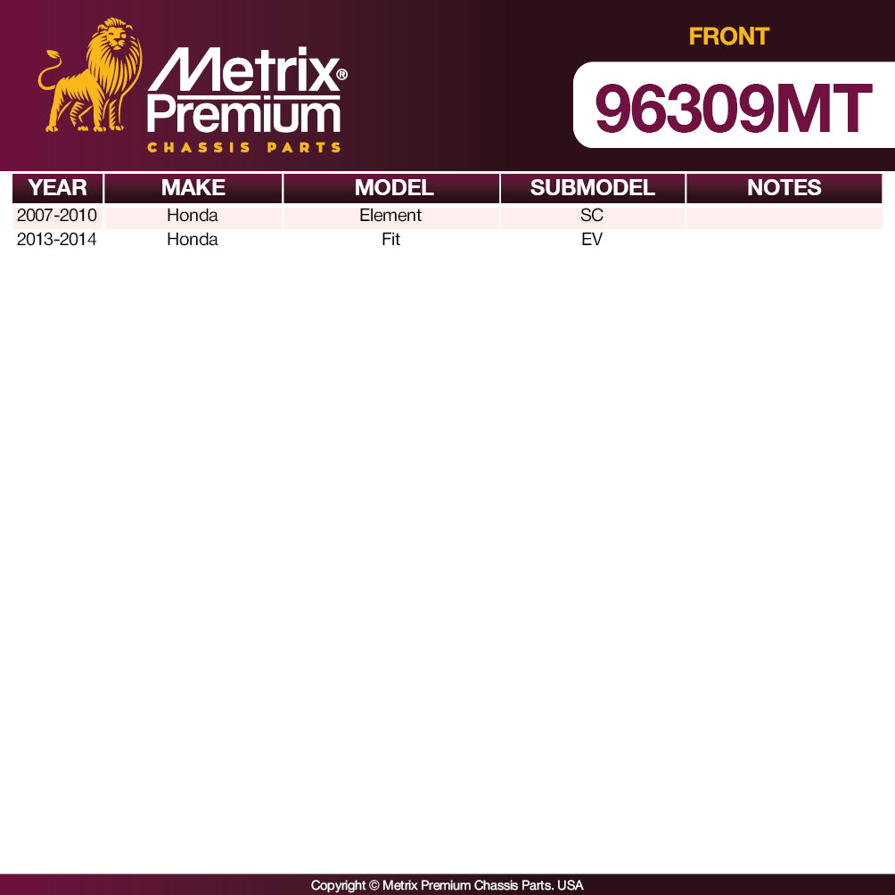 Metrix Premium 3 PC Front Ceramic Disc Brake Pad Set & Vented Brake Rotor Kit 96309MT Low Dust Technology Clean Wheels