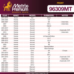 Metrix Premium 3 PC Front Ceramic Disc Brake Pad Set & Vented Brake Rotor Kit 96309MT Fitment2