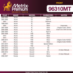 Metrix Premium 3 PC Front Ceramic Disc Brake Pad Set & Vented Brake Rotor Kit 96310MT Fitment2