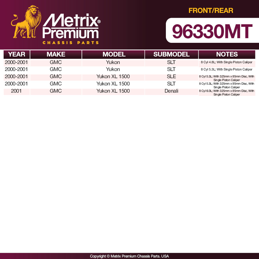 Metrix Premium Chassis Parts - 4 PCS Front/Rear Brake Rotor Kit Fits Chevrolet Astro, Silverado 1500, Classic, Suburban 