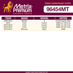 Metrix Premium 4 PC Front Upper Control Arm and Outer Tie Rod End Kit 96454MT OEM fit spare parts