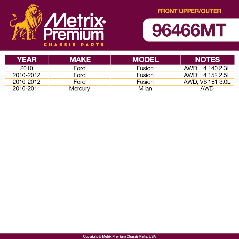 Metrix Premium 4 PC Front Upper Control Arm and Outer Tie Rod End Kit 96466MT OEM fit spare parts