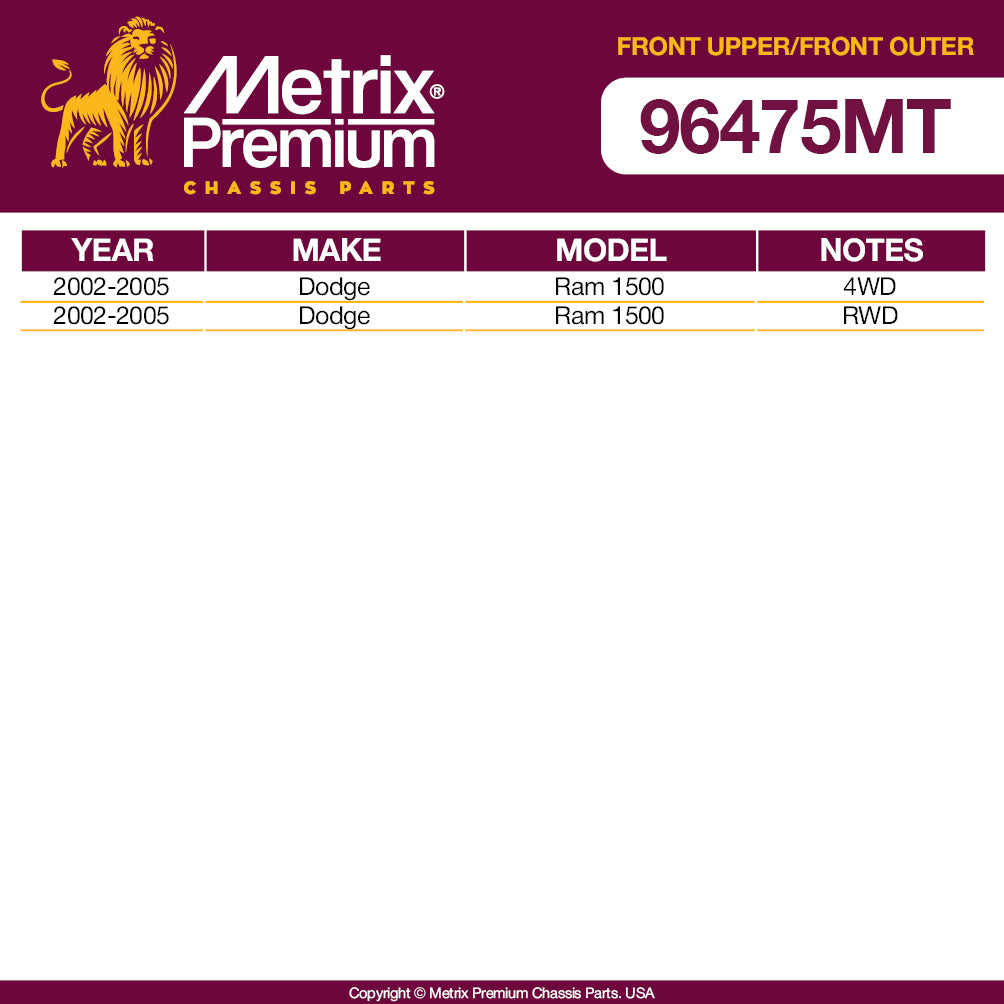 Metrix Premium 4 PC Front Upper Control Arm and Outer Tie Rod End Kit 96475MT OEM fit spare parts