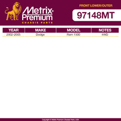 Metrix Premium 4 PC Front Lower Control Arm and Outer Tie Rod End Kit 97148MT OEM fit spare parts
