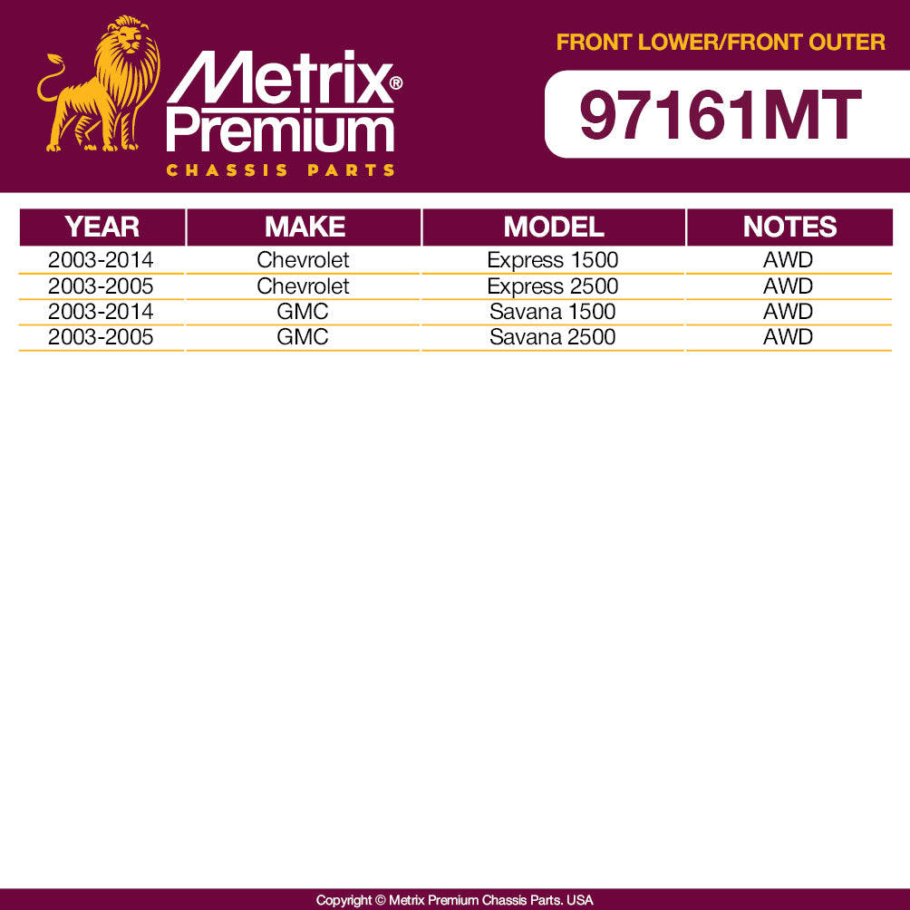 Metrix Premium 4 PC Front Lower Control Arm and Outer Tie Rod End Kit 97161MT OEM fit spare parts