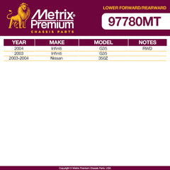 Metrix Premium 4 PC Front Lower Forward Control Arm and Front Lower Rearward Control Arm Kit 97780MT OEM fit auto parts