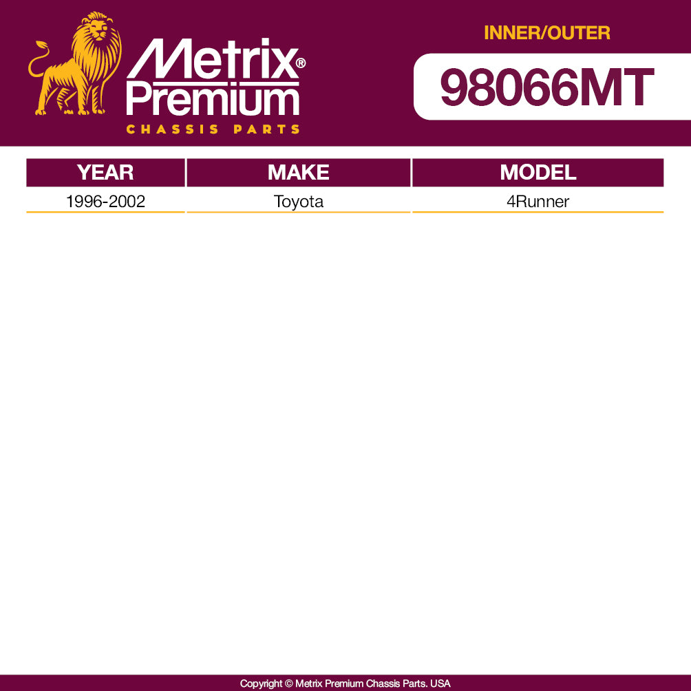 Metrix Premium 4 PC Inner Tie Rod End and Outer Tie Rod End Kit 98066MT OEM fit auto parts fitment compability