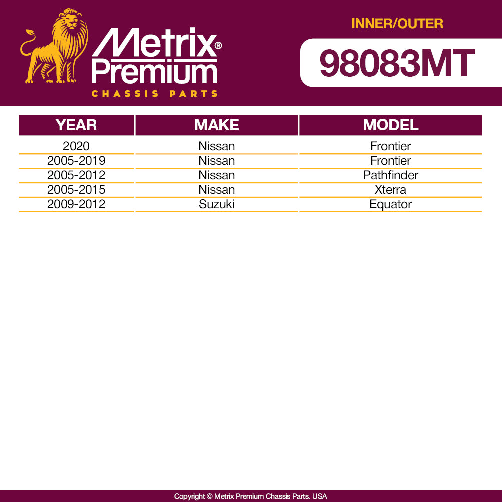 Metrix Premium 4 PC Inner Tie Rod End and Outer Tie Rod End Kit 98083MT OEM fit auto parts fitment compability