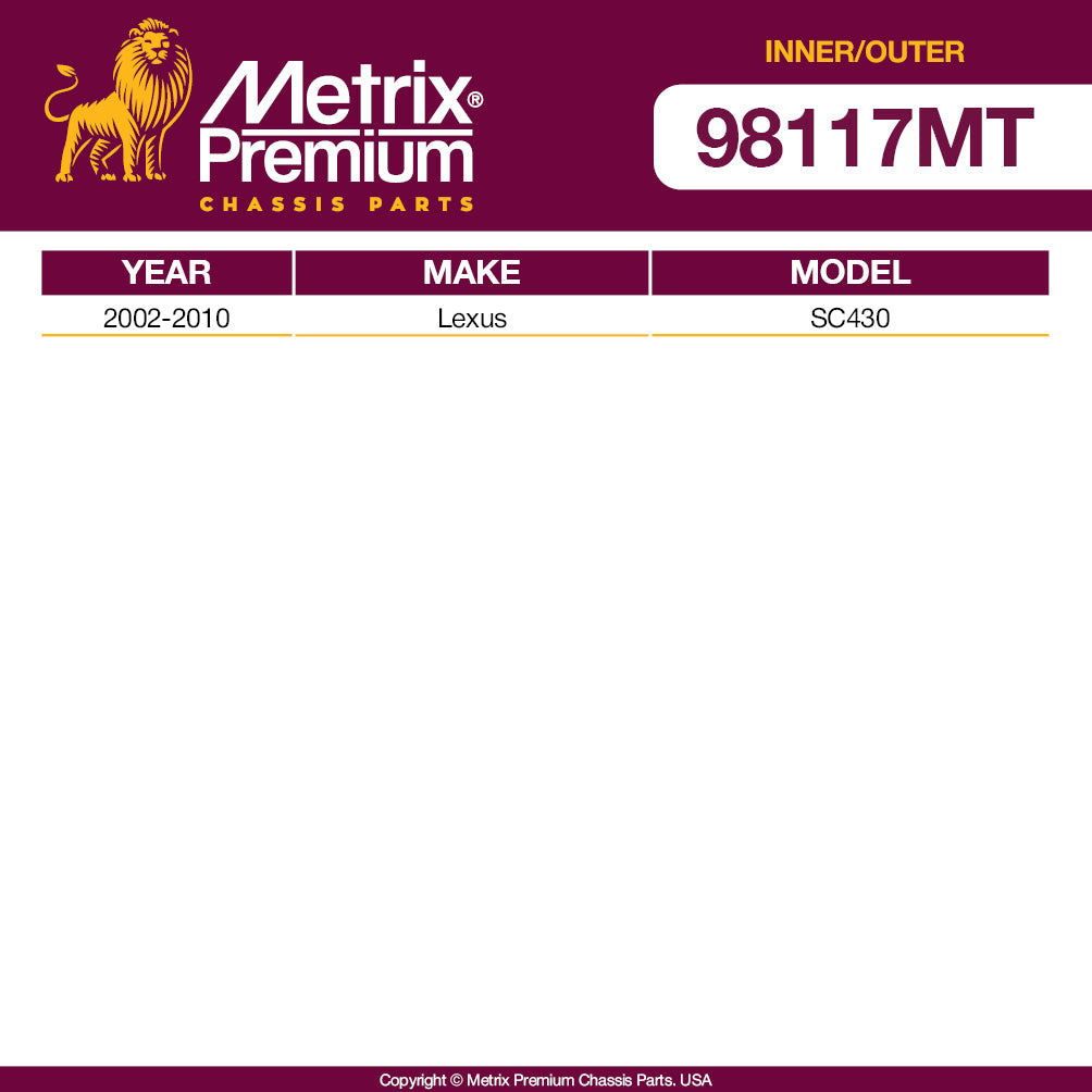 Metrix Premium 4 PC Inner Tie Rod End and Outer Tie Rod End Kit 98117MT OEM fit auto parts fitment compability