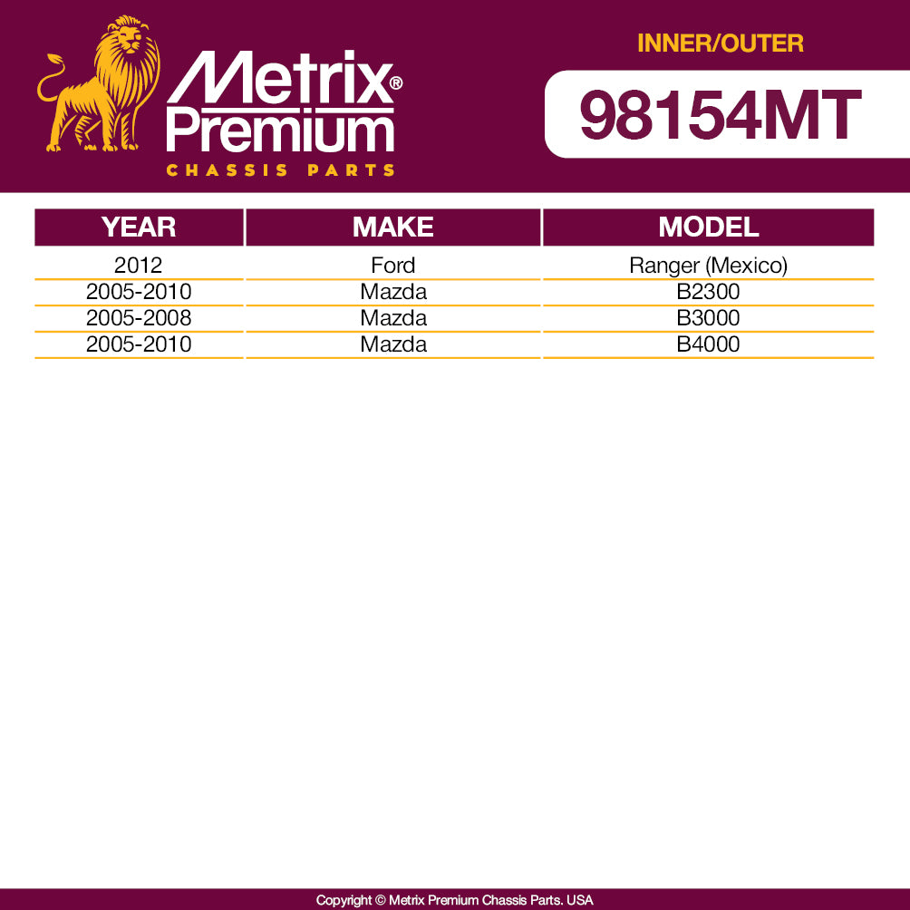 Metrix Premium 4 PC Inner Tie Rod End and Outer Tie Rod End Kit 98154MT OEM fit auto parts fitment compability