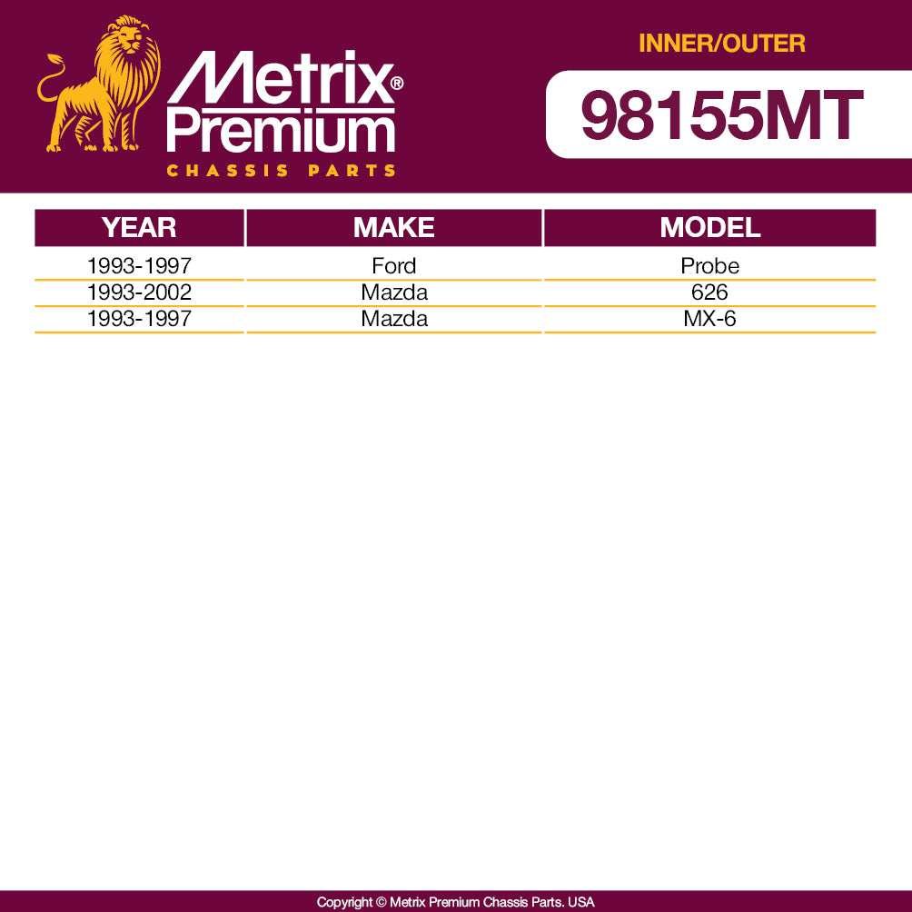 Metrix Premium 4 PC Inner Tie Rod End and Outer Tie Rod End Kit 98155MT OEM fit auto parts fitment compability
