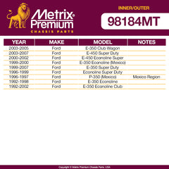 Metrix Premium 4 PC Inner Tie Rod End and Outer Tie Rod End Kit 98184MT OEM fit auto parts fitment compability