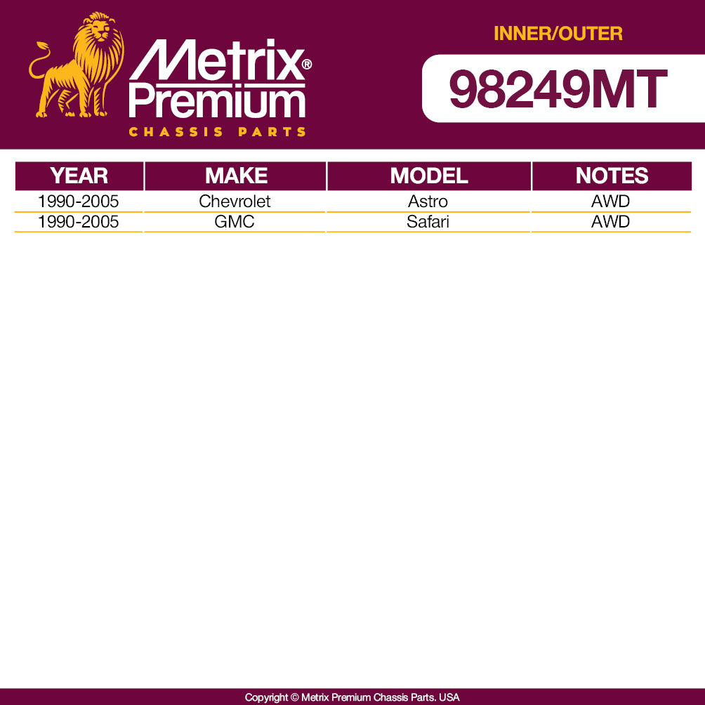 Metrix Premium 4 PC Inner Tie Rod End and Outer Tie Rod End Kit 98249MT OEM fit auto parts fitment compability