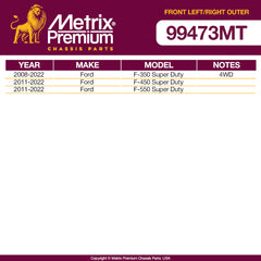 Metrix Premium Front Right Outer (Pitman Arm to Steering Arm) & Left Outer Tie Rod End Kit 99473MT FORD OE fit spare parts OEM fit auto parts