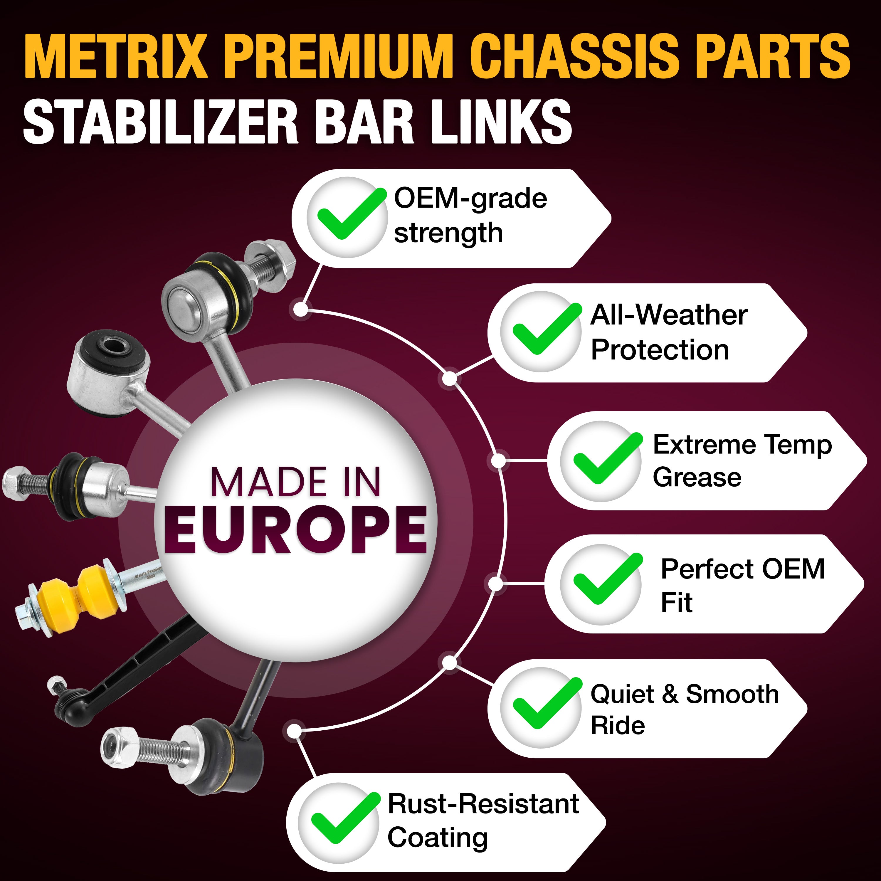 Metrix Premium Chassis Parts Rear Left & Right Stabilizer Bar Link Kit 95210MT high quality car parts