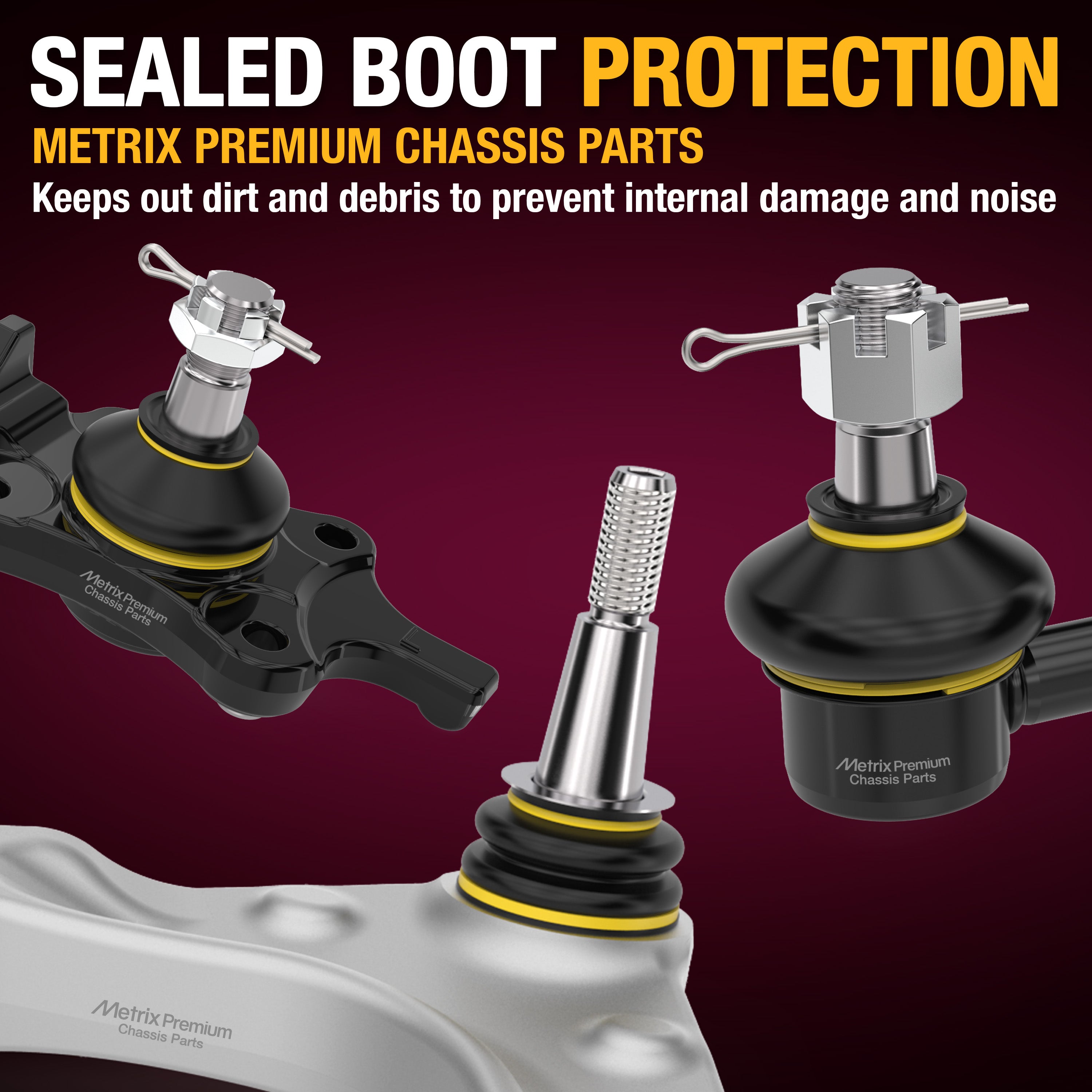 Metrix Premium Front End 12 PC Suspension Kit 95898MT for Chevrolet, GMC sealed boot protection
