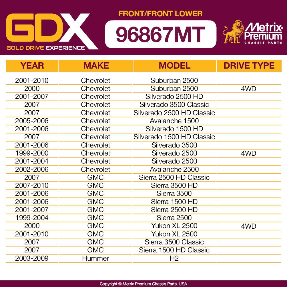 GDX Metrix Premium 4PCS L/R Front Stabilizer Bar Link and L/R Front Lower Ball Joint K700539, K80631, K6693 Fits Chevrolet Suburban 2500, Chevrolet Silverado 2500 HD, Silverado 3500 Classic, Hummer H2 - Metrix Premium Chassis Parts