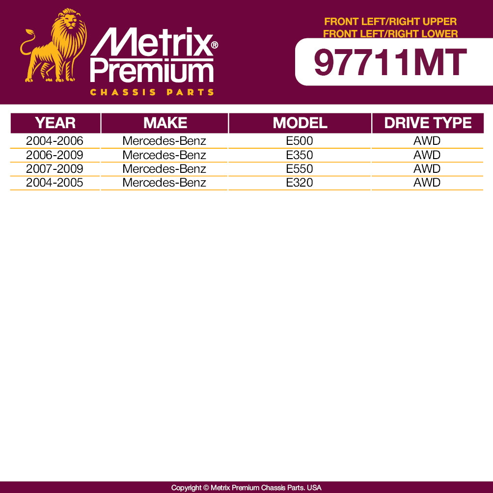 Metrix Premium 4 PCS Front Left And Right Upper Control Arm and Front Lower Left And Right Ball Joint Kit 97711MT