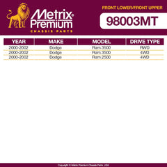 4 PC Front Upper Ball Joint and Front Lower Ball Joint Kit  98003MT