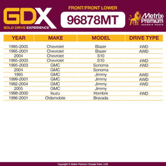 GDX Metrix Premium 4PCS L/R Front Stabilizer Bar Link and L/R Front Lower Ball Joint K700526, K5335 Fits Chevrolet Blazer, Chevrolet S10, GMC Sonoma, GMC Jimmy, Isuzu Hombre, Oldsmobile Bravada - Metrix Premium Chassis Parts
