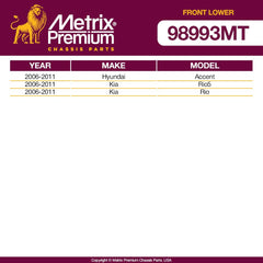 Metrix Premium 2 PCS Front Lower Ball Joint K500015 Fits 2006-2011 Hyundai Accent, 2006-2011 Kia Rio5, 2006-2011 Kia Rio - Metrix Premium Chassis Parts