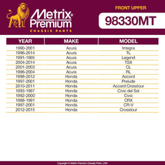 Metrix Premium 2 PCS Front Upper Ball Joint K90492 Fits 90-01 Acura Integra, 96-14 TL, 91-95 Legend, 04-14 TSX, 01-03 CL, 96-04 RL, 98-12 Honda Accord, 97-01 Prelude, 10-11 Accord Crosstour - Metrix Premium Chassis Parts