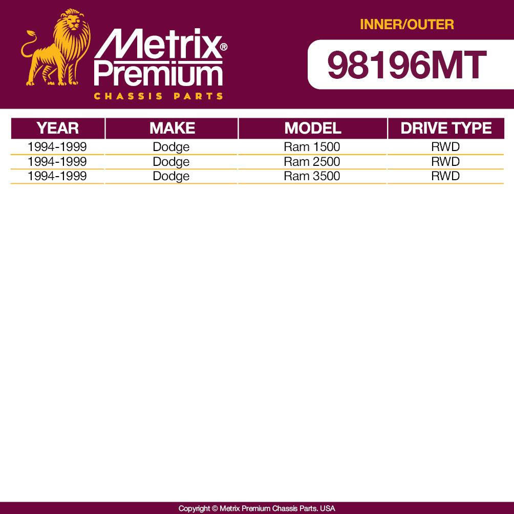 Metrix Premium 4 PCS Inner and Outer Tie Rod End Kit ES3171RLT, ES3172RLT Fits 1994-1999 Dodge Ram 1500 RWD, 1994-1999 Dodge Ram 2500 RWD, 1994-1999 Dodge Ram 3500 RWD - Metrix Premium Chassis Parts