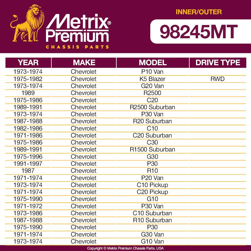 Metrix Premium 4 PCS Inner and Outer Tie Rod End Kit ES409LT, ES409RT Fits 73-74 Chevrolet P10 Van, 75-82 K5 Blazer RWD, 73-74 G20 Van, 89 R2500, 75-86 C20, 89-91 R2500 Suburban, 73-74 P30 Van - Metrix Premium Chassis Parts