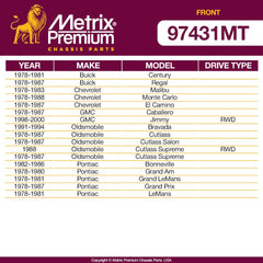 Metrix Premium 4 PCS L/R Front Stabilizer Bar Link and Front Stabilizer Bar Bushing Kit K700432, K700538, K5248 Fits Buick Century, Regal, Chevrolet Malibu, Monte Carlo, El Camino, GMC Caballero - Metrix Premium Chassis Parts