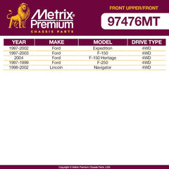 Metrix Premium 4PCS Front L/R Upper Control Arm and Front Stabilizer Bar Link Kit CK8722T, CK8724T, K700536 Fits Ford Expedition, Ford F-150, Ford F-150 Heritage, Ford F-250, Lincoln Navigator - Metrix Premium Chassis Parts