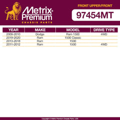 Metrix Premium 4PCS Front L/R Upper Control Arm and Front Stabilizer Bar Link Kit RK643074, RK643073, K80894 Fits Dodge Ram 1500, Ram 1500 Classic, Ram 1500 - Metrix Premium Chassis Parts
