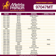 Metrix Premium 4PCS L/R Front Stabilizer Bar Link and L/R Front Lower Ball Joint K5252, K6141 Fits Buick Estate Wagon, Cadillac Fleetwood, DeVille, Astro, GMC Safari, Oldsmobile Delta 88 - Metrix Premium Chassis Parts