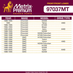 Metrix Premium 4PCS L/R Front Stabilizer Bar Link and L/R Front Lower Ball Joint K700539, K80631, K6291 Fits Chevrolet K3500, Chevrolet Tahoe, Chevrolet K1500, Chevrolet Blazer, GMC K1500, GMC K3500 - Metrix Premium Chassis Parts