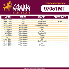 Metrix Premium 4PCS L/R Front Stabilizer Bar Link and L/R Front Lower Ball Joint K80478, K500016, K500030 Fits Audi A3, Audi A3 Quattro, Volkswagen Golf SportWagen, Volkswagen Golf R, Volkswagen GTI - Metrix Premium Chassis Parts