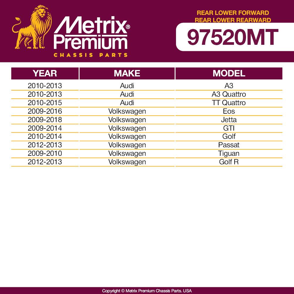 Metrix Premium 4PCS L/R Rear Lower Forward and L/R Rear Lower Rearward Control Arm Kit RK642013, RK642309 Fits Audi A3, A3 Quattro, TT Volkswagen Eos, Jetta, GTI, Golf, Passat, Golf R - Metrix Premium Chassis Parts