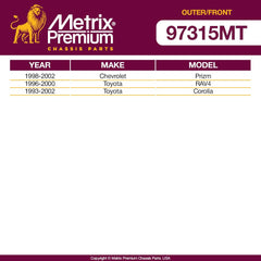 Metrix Premium 4PCS Outer Tie Rod End and Front Stabilizer Bar Link Kit ES2382, K90124 Fits Chevrolet Prizm, Toyota RAV4, Toyota Corolla - Metrix Premium Chassis Parts