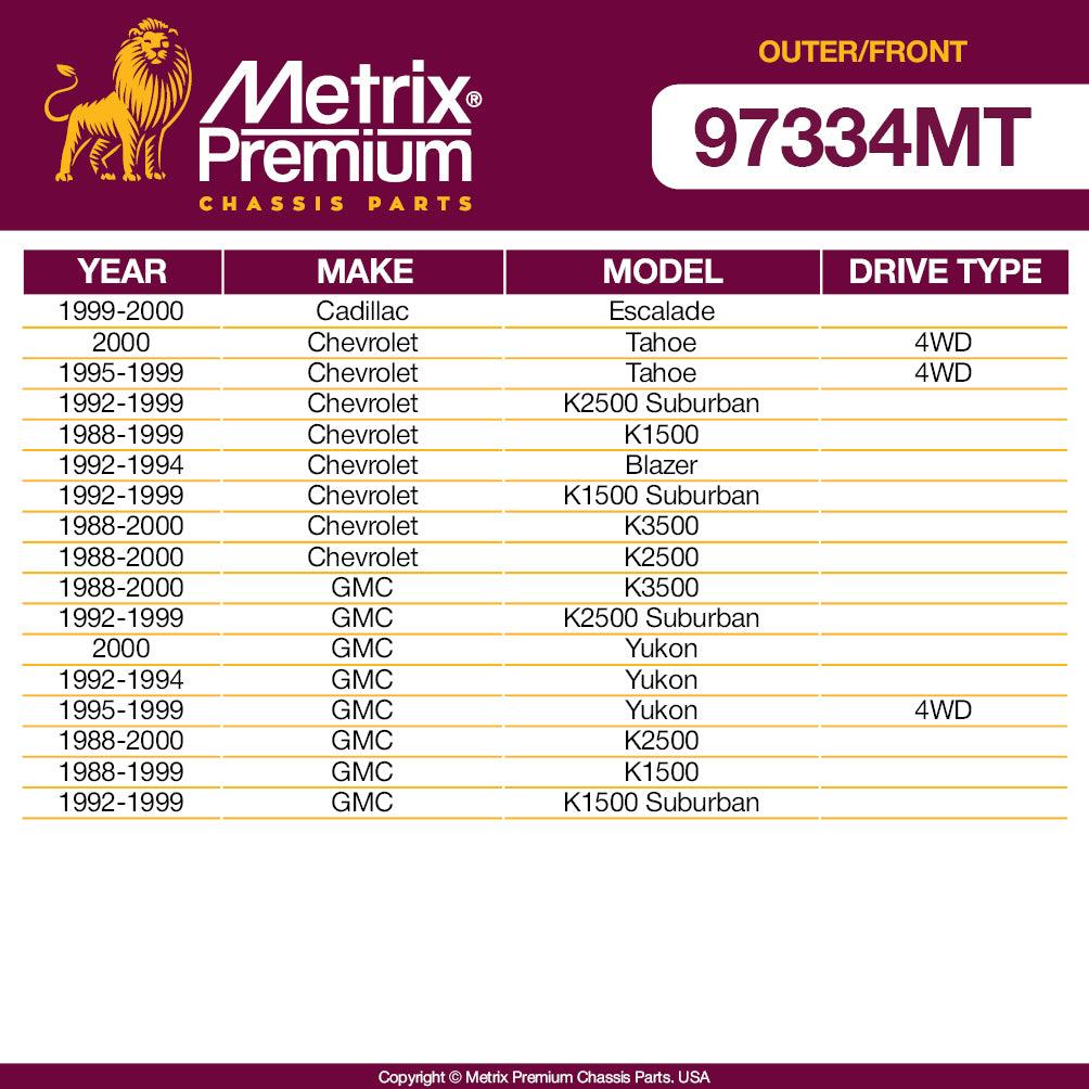 Metrix Premium 4PCS Outer Tie Rod End and Front Stabilizer Bar Link Kit ES2836RL, K700539, K80631 Fits Cadillac Escalade, Chevrolet Tahoe, Chevrolet K2500 Suburban, Chevrolet K1500, GMC Yukon - Metrix Premium Chassis Parts